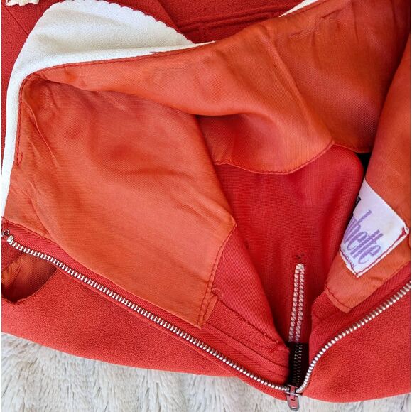 RARE Vintage 60s SHUBETTE OF LONDON Orange Crepe Daisy Mod Mini Dress, Sz 00 / 0 - Picture 13 of 14